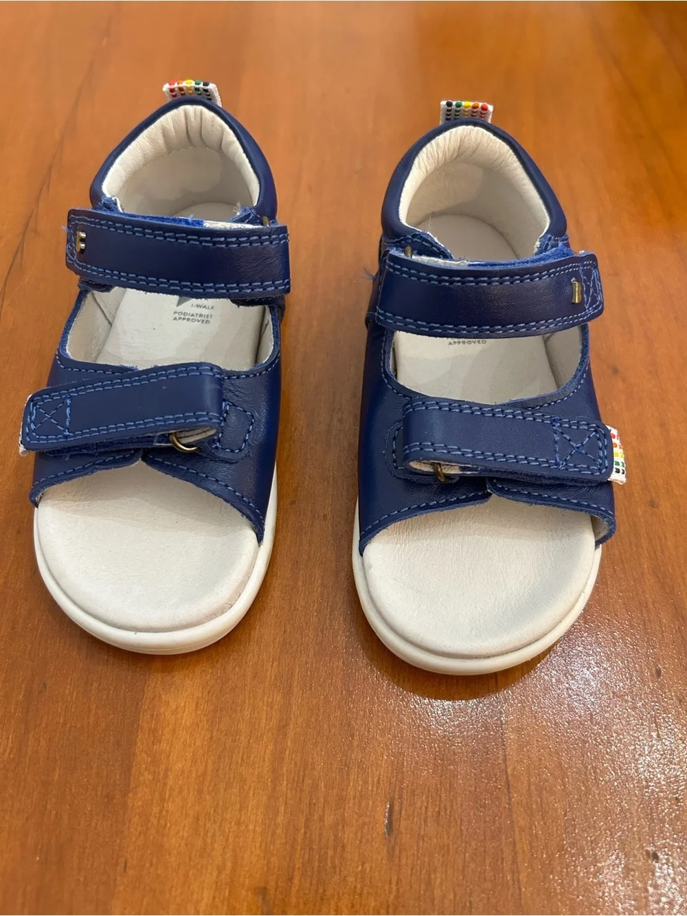 NWOB Bobux I-Walk Rise Leather Sandals - Navy Unisex Kids Shoe Size EU 23 US 7